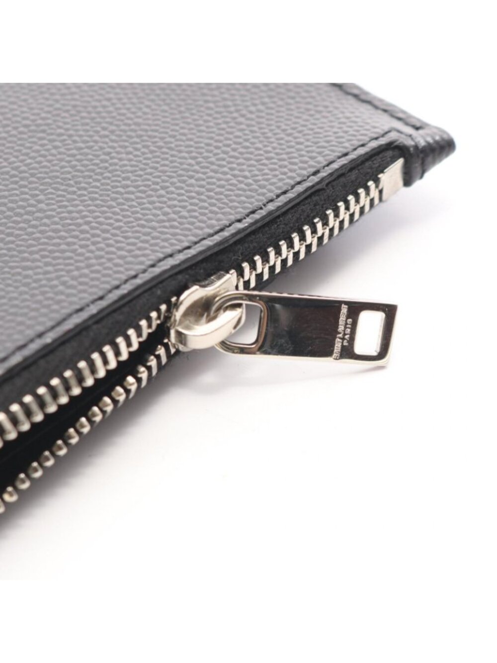 Saint Laurent Paris Coin Purse Fragment Zip Pouch Black Leather Case - Picture 6 of 7
